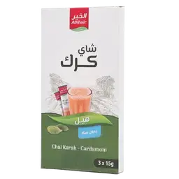 الخير شاي كرك بالهيل خالي من السكر 3 أظرف 15 جم