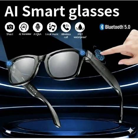 نظارات ذكية AI بلوتوث UV400 مقاومة للماء IP65 – مكالمات وموسيقى وتحكم باللمس للرجال والنساء