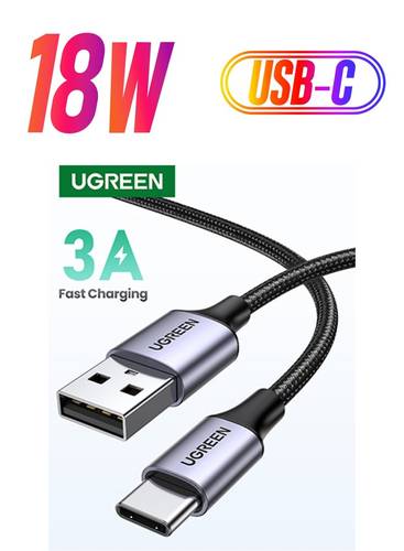 يو جرين كابل بيانات ممتاز من USB-C إلى USB-A مغلف بالنايلون المضفور بطول متر واحد متوافق مع سامسونج جالاكسي وماك بوك برو ونينتندو سويتش وهواوي ميت بوك X برو وآي باد ميني 6