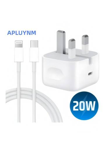 أبلينم شاحن سريع 20 واط للآيفون | شاحن حائط سريع USB C مع كابل USB C إلى Lightning متوافق مع iPhone 14/14 Pro/14 Pro Max/13/12/SE2020/11/XR/XS Max/X/iPad