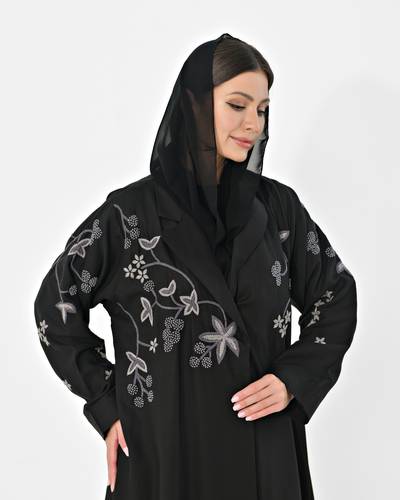 عبايه الورد رمادي
