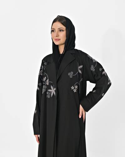 عبايه الورد رمادي