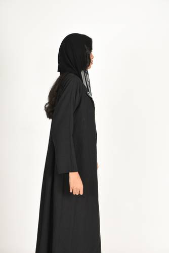 عبايه شموخ كتان لينن مطرزه سوداء