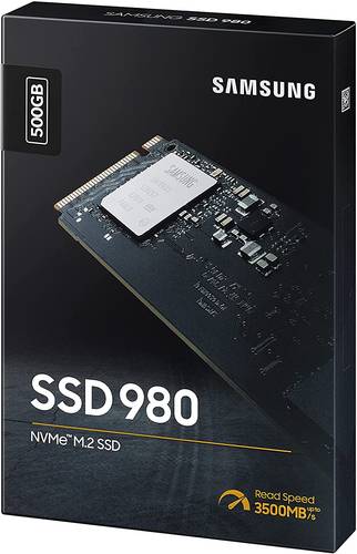 Samsung 980500 GB PCIe 3.0 (حتى 3.100 ميجابايت / ثانية) محرك أقراص الحالة الصلبة الداخلي NVMe M.2 (SSD)