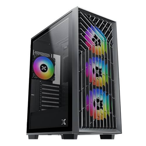صندوق العاب لوكس جي شادو من زيجماتك EN48748 LUX G Shadow (رمادي معدني ، ATX ، U3x1 + U2x2 ، بلاستيك ABS FP & Left TG ، 4PCS X24A Fan & Galaxy II Fan مجموعة التحكم)