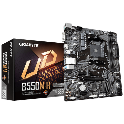 لوحة ام AMD B550M H فائقة التحمل مع حل رقمي واضح VRM، لشبكة المحلية السلكيةGB مع نطاق التردد، منفذ الملحقات الاضافية السريع4.0 / 3.0 × 4 M.2، الفضاء اللوني RGB FUSION 2.0، مروحة ذكية 5