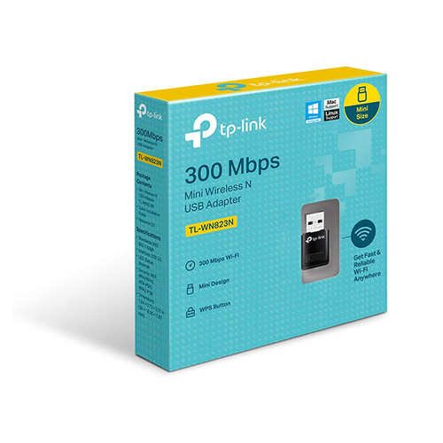 تي بيلنك  لاقط شبكة واي فاي لاسلكي صغير N USB بسرعة 300 ميجابت / ثانية - أسودTL-WN823N