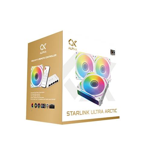 XIGMATEK Starlink Ultra Arctic Game Box Fan, Three ARGB Fans, White