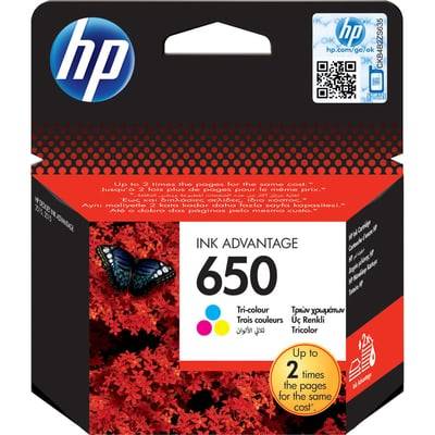 خرطوشة حبر اتش بي HP 650 ثلاثي الألوان (سماوي - ازرق ، أحمر - وردي ، أصفر)