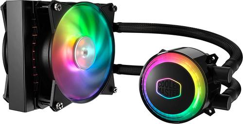 مبرد وحدة المعالجة المركزية السائل ML120R RGB من كولر ماستر ماستر ليكويد - مزامنة إضاءة ARGB، تصميم مضخة ممتاز ومروح ARGB المزدوجة للدفع MF120R