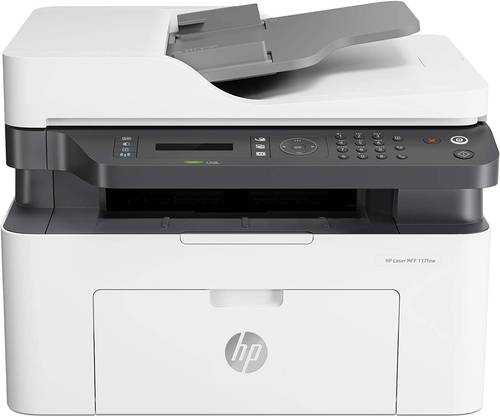طابعة ليزر ملون HP Laser MFP 137fnw متعددة المهام لطباعة ونسخ ومسح وإرسال فاكسات - اللون: أبيض [4ZB84A]