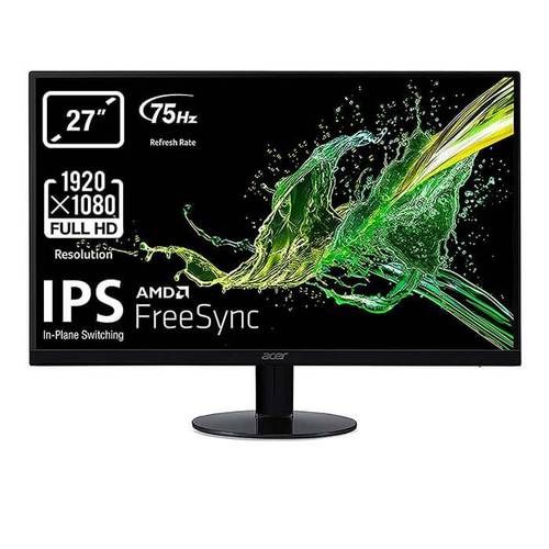 ايسر SA270 شاشة كمبيوتر ال اي دي 27 بوصه فل اتش دي 1920x1080 تقنية العرض IPS سرعة الإستجابة 4 ملي ثانية معدل التحديث 75 هيرتز متوافقة مع ايه ام دي فري سينك زيرو فريم - اسود