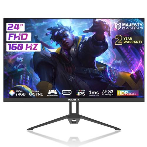 شاشة ألعاب ماجيستي 24 بوصة FHD | 160Hz | 1ms | IPS | HDR | G-SYNC & FreeSync | HDMI | DP | VESA