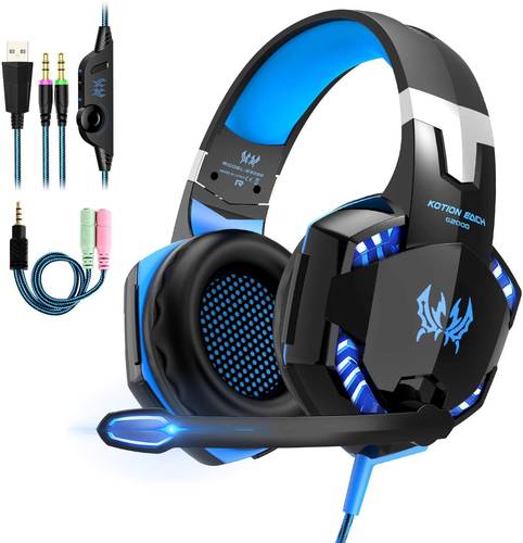 Kotion Each G2000 Gaming Headphones for Gaming Headphones with microphone,  Headset Game with 3.5mm Jack LED Bass Stereo Noise Canceling for PS4 / Xbox One X/PC/Laptop/Tablet