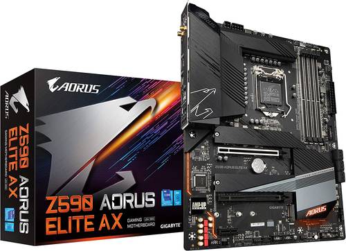لوحة الام للالعاب من أروس جيجابايت Z590 AORUS ELITE AX (LGA 1200/ Intel Z590 ATX/Triple M.2/ PCIe 4.0/ USB 3.2 الجيل الثاني X2 Type-C/انتيل WIFI 6/2.5)