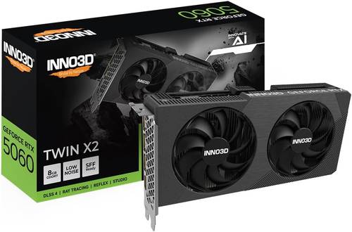 كرت شاشة INNO3D جيفورس RTX5060 TWIN X2 للألعاب, الرامات 8 جيجا ,جي دي دي ار 7, N50602 08D7X-195070W