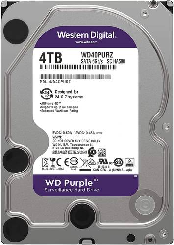 ويسترن ديجيتال 4 تيرا بايت WD Purple Surveillance محرك أقراص ثابتة داخلي - 5640 لفة في الدقيقة ، SATA 6 جيجابت / ثانية ، ذاكرة تخزين مؤقت سعة 128 ميجابايت ، 3.5 