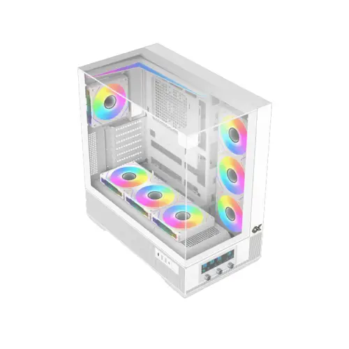 كيس زيجماتيك للألعاب فيجن Arctic E-ATX ARGB, المراوح 7, شاشة ذكية LCD للتحكم بالمراوح, EN45219, أبيض