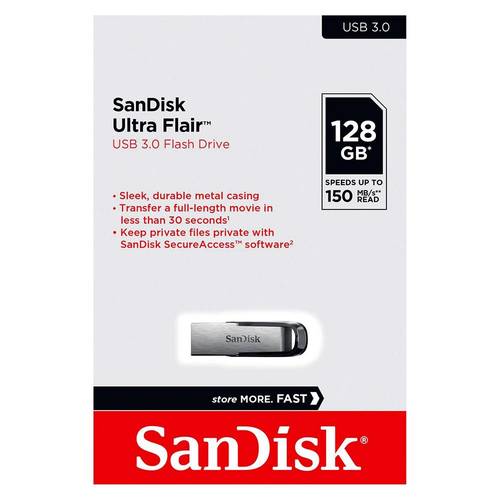 محرك أقراص فلاش سانديسك الترا فلاير سعة 128 جيجا بايت ، USB 3.0 ، قراءة 150 ميجا بايت / ثانية