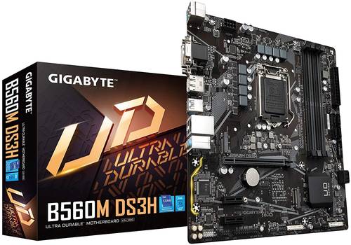 GIGABYTE B560M DS3H (LGA 1200/ Intel/ B560/ Micro-ATX/Dual M.2/ PCIe 4.0/ USB 3.2 Gen1/ GbE LAN/اللوحة الرئيسية)