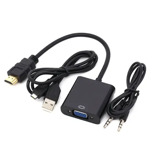 كابل محول فيديو إتش دي إم آي ذكر إلى أنثى VGA لأجهزة الكمبيوتر المحمول مع كابل صوت 3.5 ملم أونيكسير