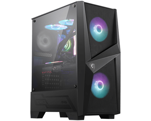 صندوق كمبيوتر العاب ميد تاور ام اس اي ام ايه جي فورجي 100R بمدخل USB 3.2 بمروحة الفضاء اللوني RGB وزجاج مقسى 4 ملم- اسود