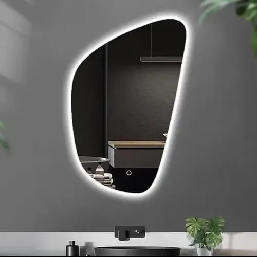  مرآة بتصميم هندسي مبتكر  بأضاة لمس LED مقاس 60X90 سم 
