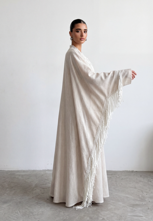 Linen Fringe Abaya