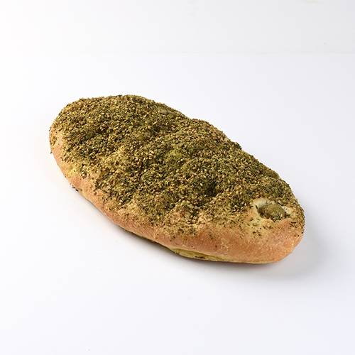 Focaccia bread with oregano and green olives