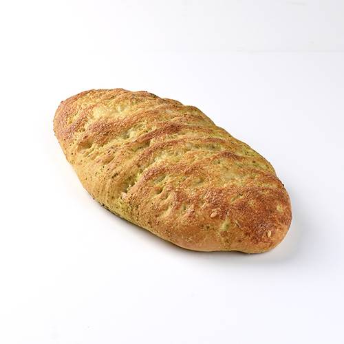 Focaccia bread with basil sauce