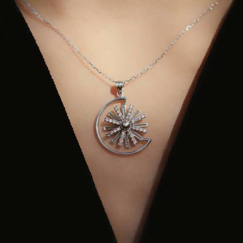 سلسال SPINNER الدوار من الذهب الابيض والالماس المستدير