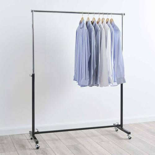 Clothing Rack - Single Rail-Black and chrome