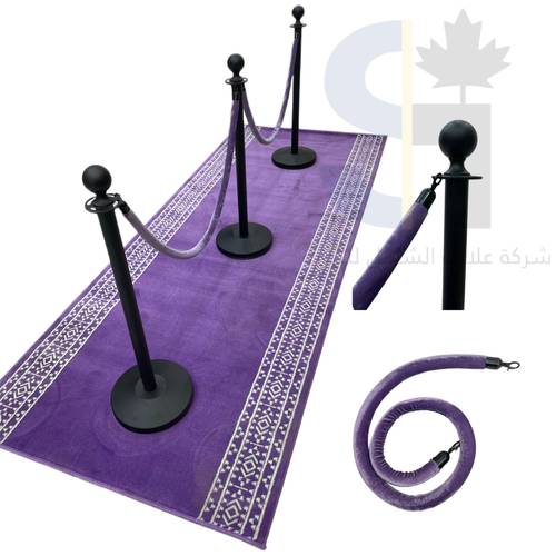 طقم حواجز تنظيم اسود ( 2 عمود مع حبل )