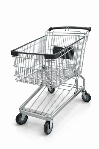 Shopping Cart Heavy Duty Metal Supermarket Trolley with Oval Comfort Handle & Large Wheels