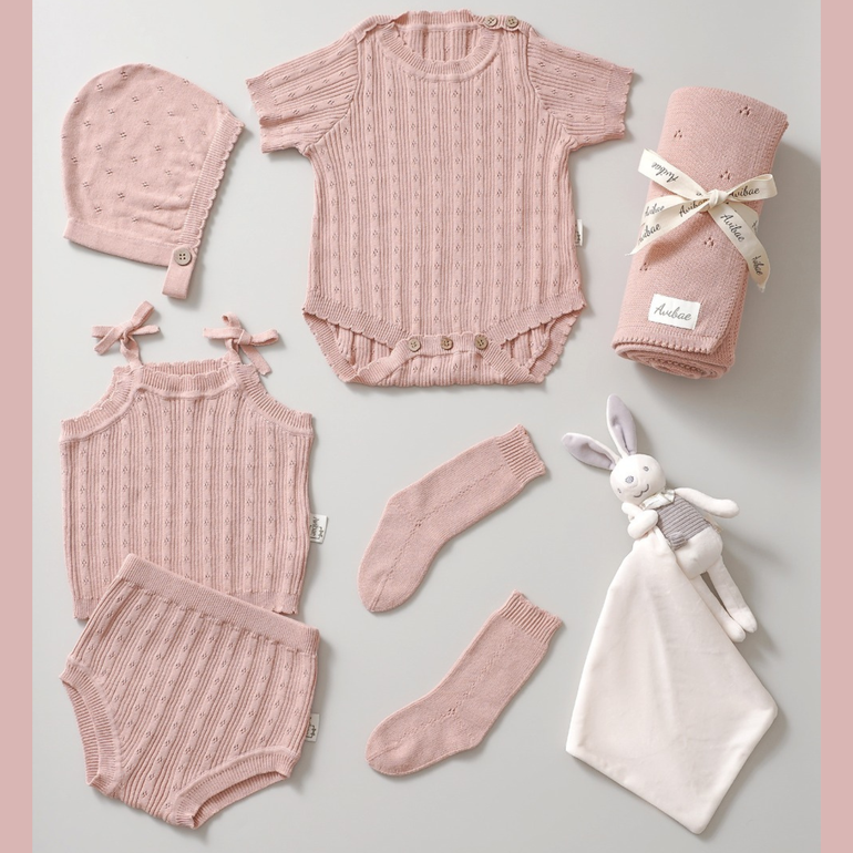 Rose Pointelle Set | طقم بوانتيل وردي