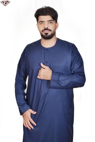 ثوب قطن فاخر دائري ساده كم طويل - 58/24 - سكري