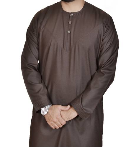 ثوب قطن فاخر اماراتي ازرار - 56/30 - بني