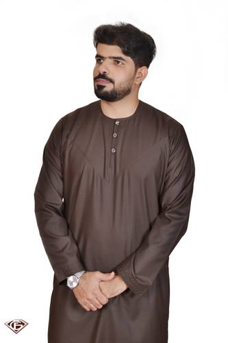 ثوب جوهر الفخامة قطن فاخر اماراتي ازرار - 60/22 - بني