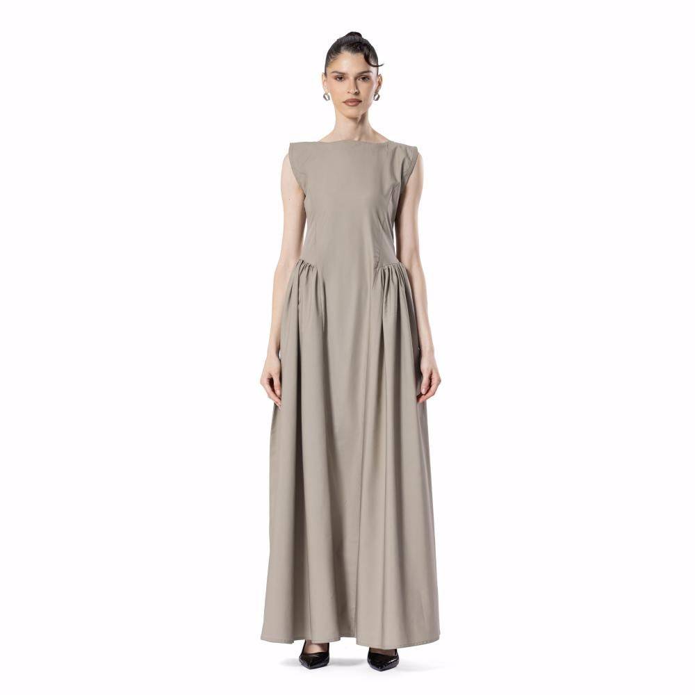 Gathered Linen Flow – TAUPE