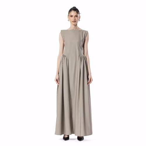 Gathered Linen Flow – TAUPE 1