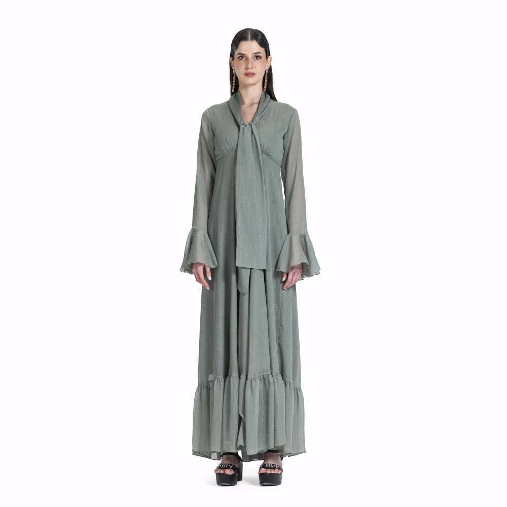Maison Ein Shimmer Chiffon Lined Maxi Dress