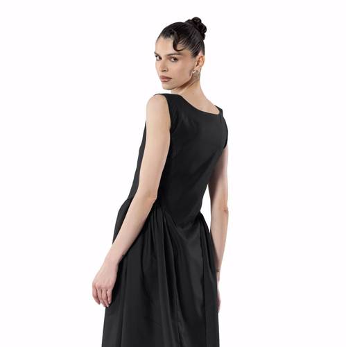 Gathered Linen Flow – BLACK 5