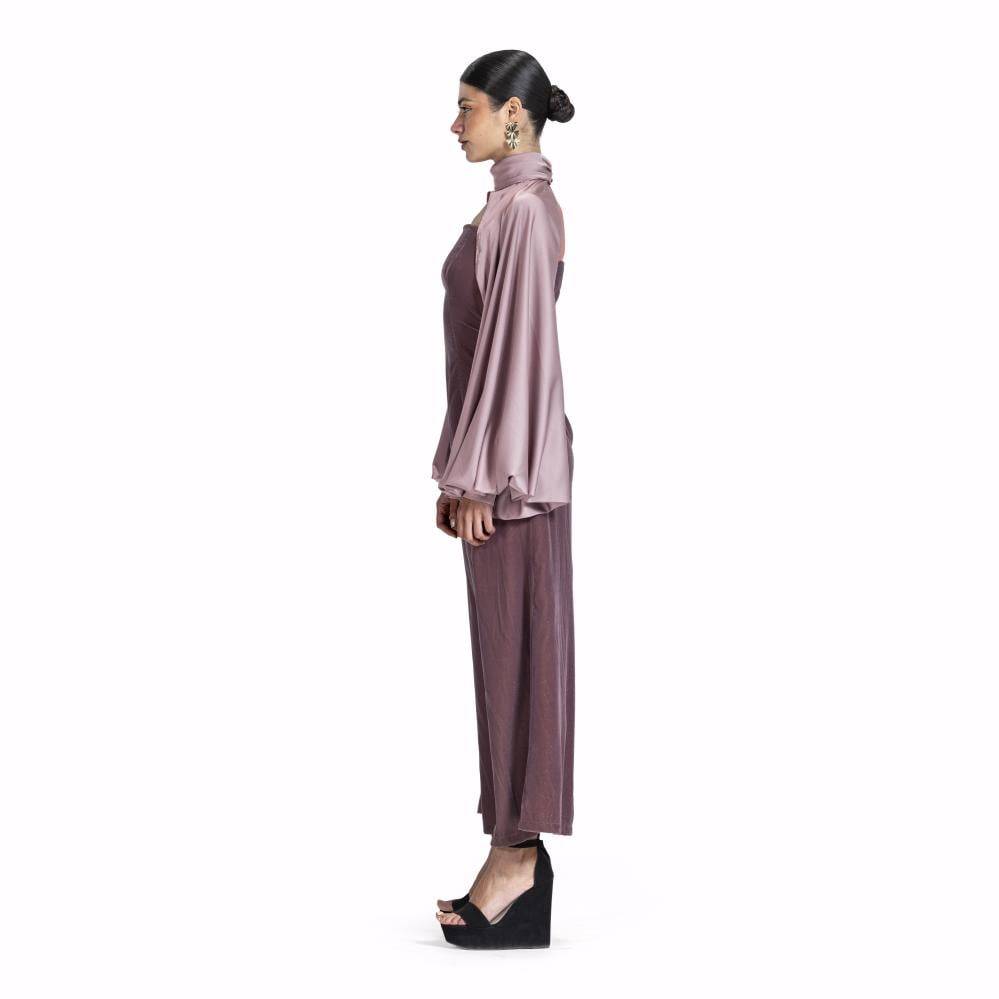 Maison Ein Velvet & Silk Maxi Dress