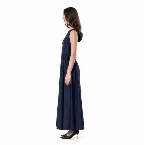 Gathered Linen Flow – NAVY 4