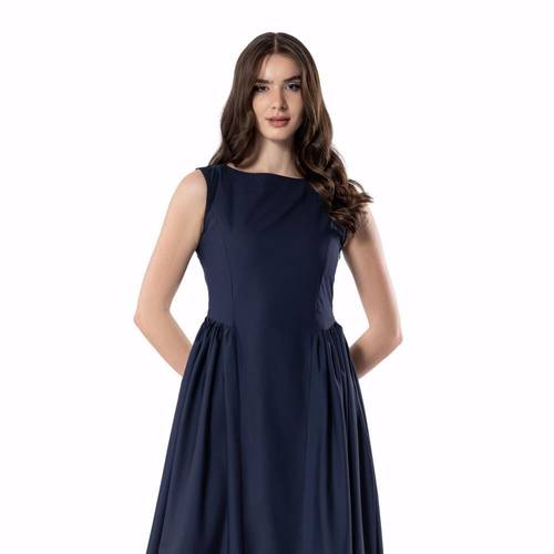 Gathered Linen Flow – NAVY 5