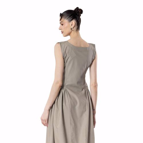 Gathered Linen Flow – TAUPE 3