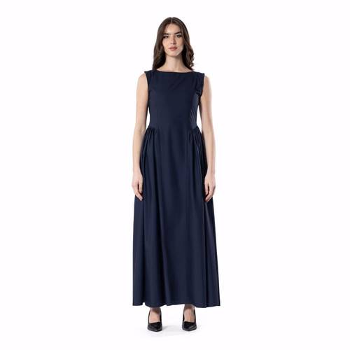 Gathered Linen Flow – NAVY 1