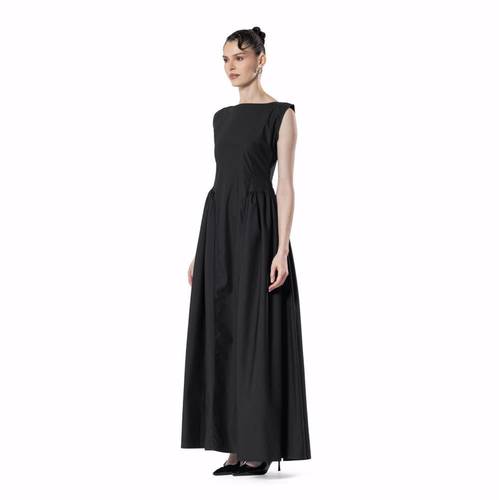 Gathered Linen Flow – BLACK 2