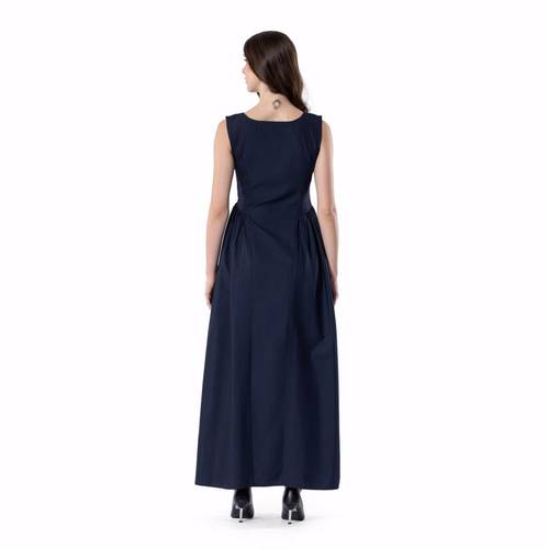 Gathered Linen Flow – NAVY 3