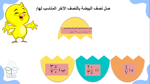 عرض لمراجعة الفصل السابع -النسبة والتناسب -للصف السادس الابتدائي لمادة الرياضيات 